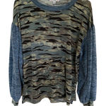 L Love Camo Pullover Long Balloon Sleeve Top Size Small Green Photo 0