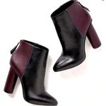 CAbi * Bisset Ankle Boots Womens 8 Heeled Color Block Black Burgundy Leather-6004 Photo 0