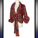 NWT Samuel Dong XL Black Red Textured Crinkle Tie Photo 1