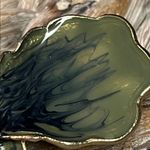 Vintage Enamel Orchid Brooch with Rhinestone Accents Green Photo 3