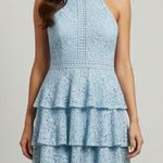 AQUA Lace Sleeveless Mini Halter Tier Ruffle Dress Photo 0