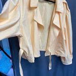 RyeGrass Cropped Jacket Women's 3X Yellow Side Tie Puff Sleeve Open Front B62 Photo 2
