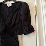 Cinq a Sept Theo 3/4 Black Jacquard Print Wrap Top Size XS Photo 8