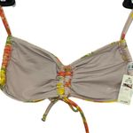 Aerie New AE Ruched Bandeau Tropical Bikini Top Floral Swim Suit Top Sz Small Photo 4
