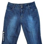 Halston Dark Wash Straight Leg Trouser Jeans PT1437 Size 10 Double Button Blue Photo 2