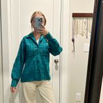 Sears Vintage Blue and Green Plaid Flannel Wool Blend Button Down Shirt Medium Photo 3