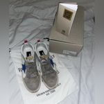 Golden Goose Mid Star in white leather with blue star and dove gray inserts! Photo 1