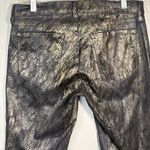 J Brand Sz 29 Wax Coated Snakeskin Python Jeans Jeggings Gray Gold Photo 5
