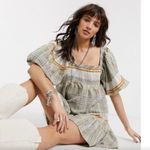 Free People  Cozy Striped Mini Dress in Ivory Combo Revolve Tie Size XS Photo 0