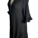 Cupshe Button Up Sheer Swim Cover Up Dress M Black Short Sleeve Ruffle V Neck Photo 4