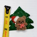 Vintage Christmas Holiday Costume Velvet Bear & Plastic Tree Pin 2" Photo 2