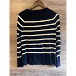 J.Crew  Sweater Sz Small Navy/White Stripe Cotton Crewneck Side Button Nautical Photo 8