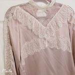Japanese Swankiss Silky Satin Lace Victorian Cottagecore Pink Blouse Shirt Top Size XS Photo 5