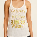 Victoria's Secret  White and Gold Women's Tank Top Super Model Essentials Y2K  XS Photo 0