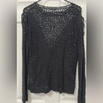 Amuse Society  Black Open-Knit V-Neck Sweater Photo 4