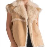 Elan  NWT Cream and Tan Faux Fur Vest Photo 0