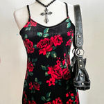 Art Class Black Floral Velvet Mini Dress,‎ Gothic Whimsigoth Coquette Grunge Small Photo 0