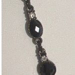 Vintage SAQ Avon Black Y Necklace Faceted Rhinestone Elegant Estate Teardrop 16" Photo 2