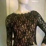 Eliza J  Dress Womens 4 Black Lace Overlay Knee Length Event Party Sheath #304 Photo 1