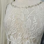 Foreign Exchange  Y2K Ivory Beaded Lace Cropped Floral Fairy Tank Top Sz Small Photo 1