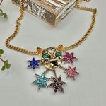 Betsey Johnson Leopard & Crystal Stars Statement Necklace Photo 1