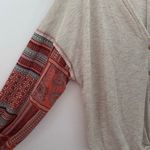 Hummingbird Mixed Media Waffle Knit and Chiffon Top Size Large Photo 2