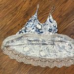 Floral Lace Trim Women’s Top Blue Photo 8