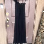 Bill Levkoff  Black One-Shoulder Gown with Floral Accent Photo 5