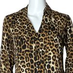 EXPRESS Shirt Womens XS Brown Black Cheetah Print Portofino Office Professional Photo 4