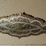 Antique Vintage Damascene Art Deco Gold Tone Silver Filigree Bar Brooch Pin FLAW Photo 2