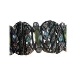 Liz Claiborne Vintage Stretch Bracelet Antique Gold Tone Rhinestones Estate 7" Photo 1