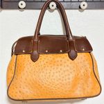 Dooney & Bourke Ostrich Exotic Leather Tan and Brown Satchel Top Handle Purse Photo 3