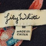 Lily White  Black Floral Blouse with Lace Accent Size Medium Black Floral Top Photo 6