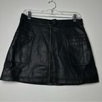 Free People Vegan Leather Black A-Line Zip Front Mini Skirt Photo 2