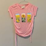 French Pastry Sunflower Twisted Rushed Y2k Pink Baby Tee Shirt Size Small NWOT t1231 Photo 1