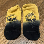 Pure Barre  Yellow and Black Skull Socks M Medium AMAZING Photo 0