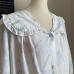 Vintage Improved Living Floral Pearl Snap Ruffle Collar Robe, Pockets Green Size M Photo 2