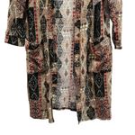 Western Fall Sweater Duster Cardigan Sz L Southwest Tribal Pocket Boho Retro NEW Brown Size L Photo 2
