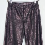 Old Navy  Black Metallic Straight Leg Pants Size 8 Metallic OG Loose Jeans Photo 2