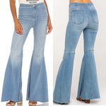 Free People Just Float On Super Flare High Rise Jeans Vintage Blue Light Wash Photo 9