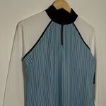 NWT Belyn Key Piped Shade Raglan Golf Top In Moonstruck Stripe‎ White/Blue Small Blue Photo 2