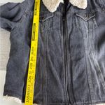 Vintage Baileys Point Black Denim Sherpa Trim Quilted Lining Jean Jacket Large Photo 8