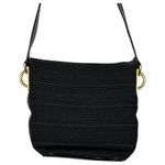 Americana by Sharif Black Ribbed Patent Leather Gold Chain Crossbody Purse Photo 0