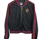 Champion Track Lined Jacket Floral Logo Women's L Black & Purple Photo 0