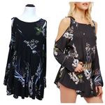 Free People NWT  Clear Skies Cold Shoulder Tunic - Black - XS Photo 1