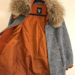 Nordstrom Vero Moda gray coat fur orange wool blend Photo 9