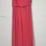 Adrianna Papell Coral Pink One Shoulder Maxi Dress Womens 8 Formal Prom Gown Photo 1