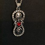 JACK Nightmare Before Christmas  and Sally Necklace with Red stone. 18” Long. Photo 0