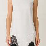 Stella McCartney White Sleeveless Mock Neck Fringe Trim Dress Size 8 Photo 0