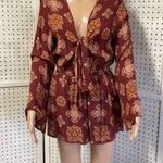 Taylor & Sage Paisley Romper Tie Front Boho Hippie Festival Medallion S Photo 0